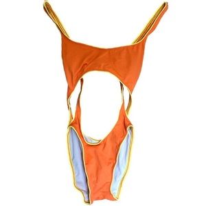 Vintage Orange and Yellow 90s One Piece Bathing Suit